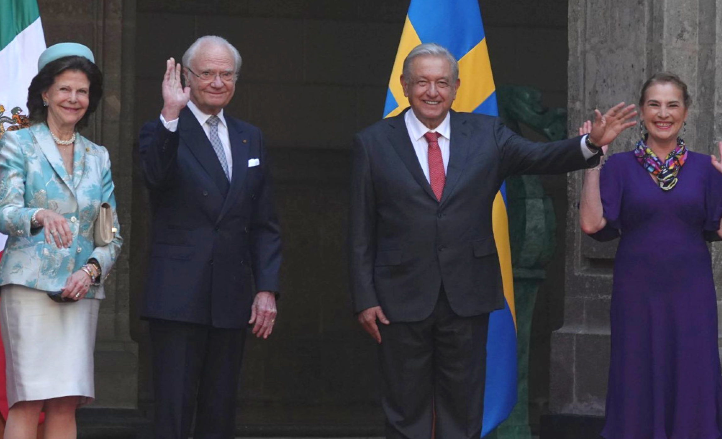 López Obrador recibe a los reyes de Suecia, Carlos XVI Gustavo y Silvia